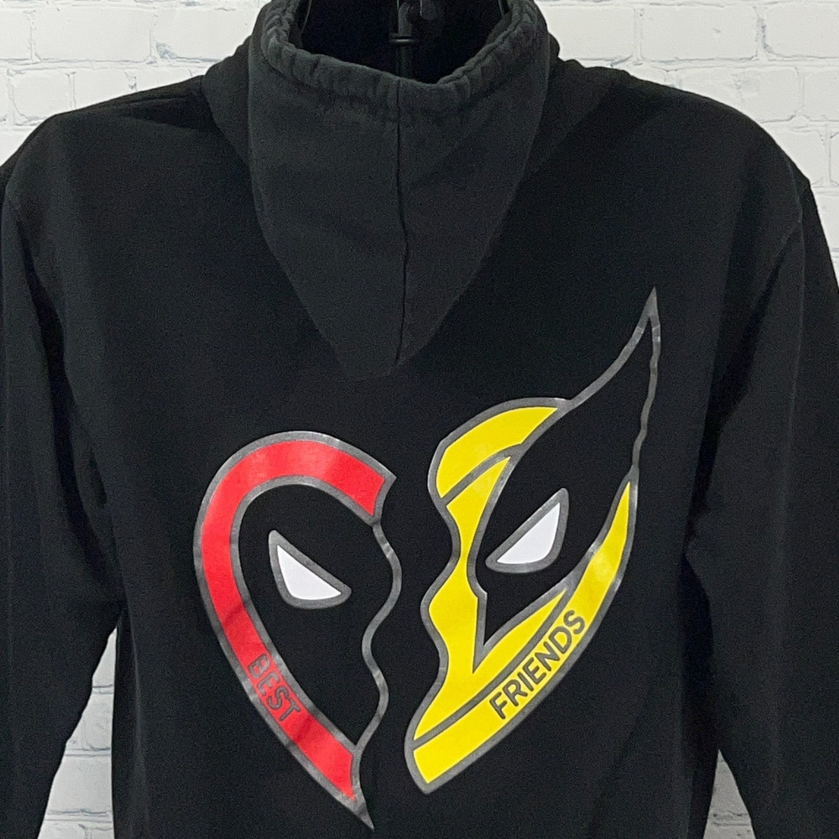 Marvel Deadpool Wolverine Best Friends Full Zip Hoodie M Medium Black Disney