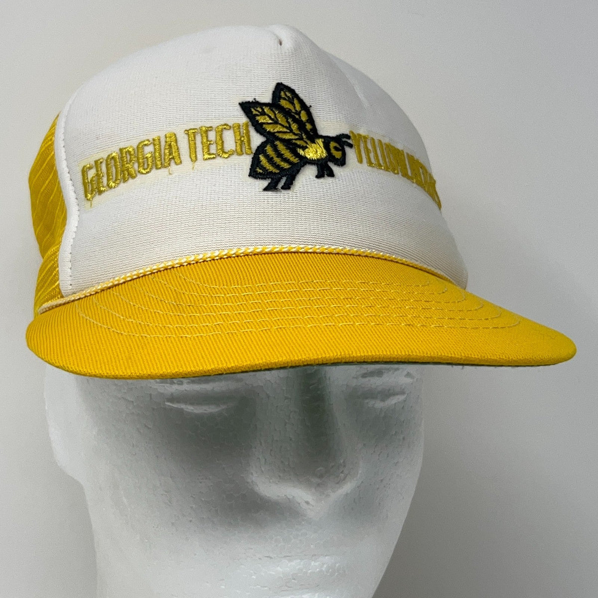 Vintage 80s Georgia Tech Yellow Jackets Rope Trucker Snapback Baseball Hat Cap