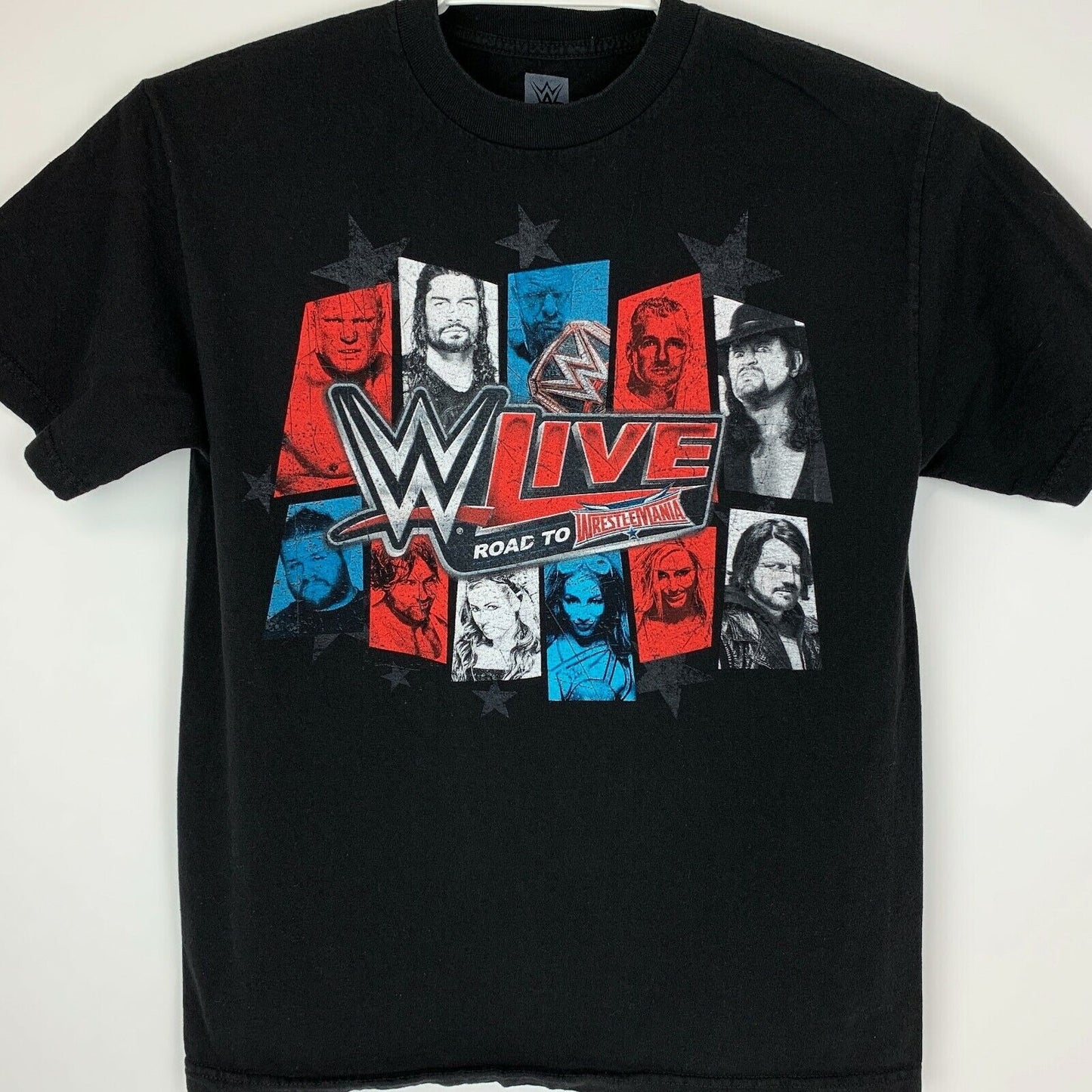 Camiseta WWE Live Road To Wrestlemania para hombre, talla mediana, 2016, color negro