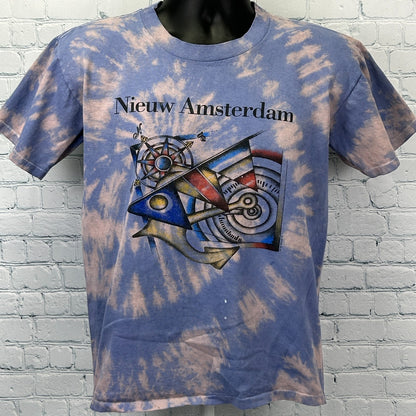 Vintage 90s MS Nieuw Amsterdam Holland America Line T Shirt Cruise Blue M Medium - Neon Vintage
