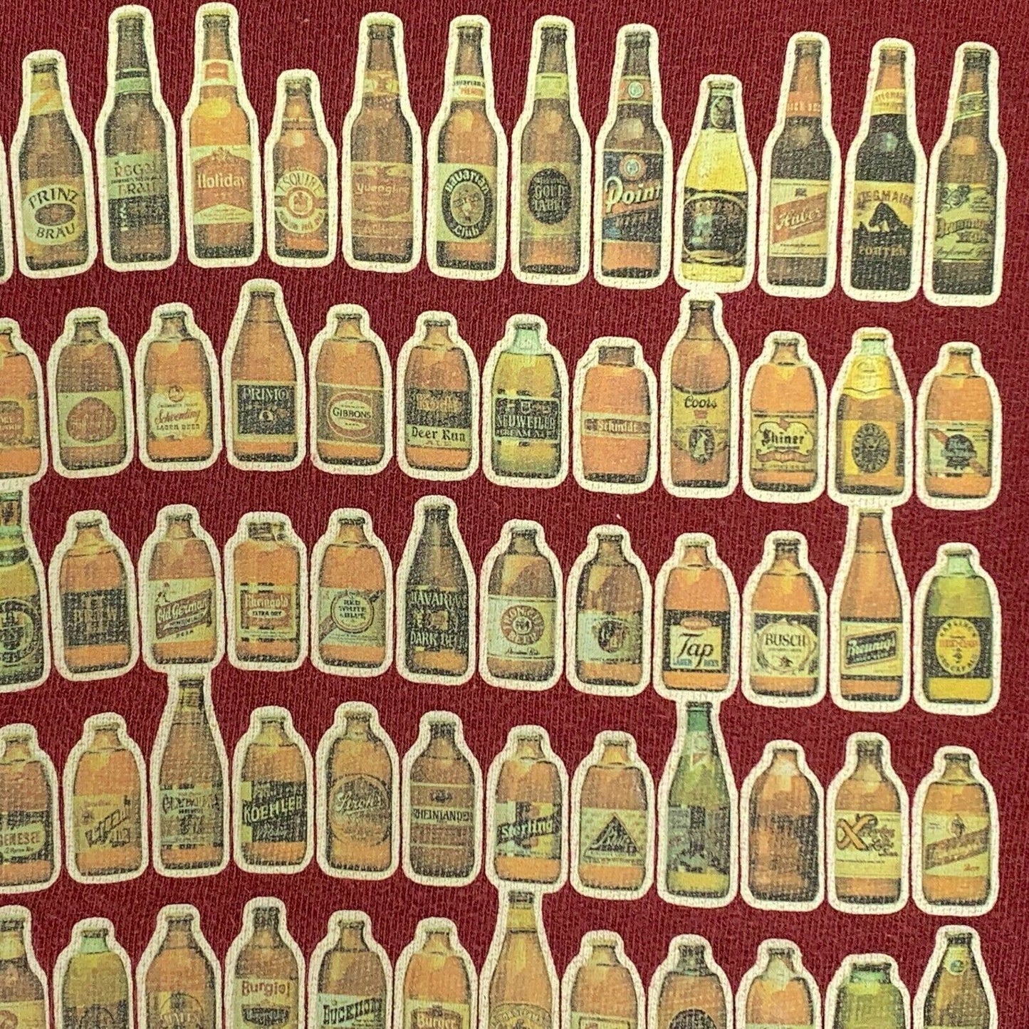 Beer Bottles Vintage 70s T Shirt Medium Owens Illinois Stubby Steinie Mens Red