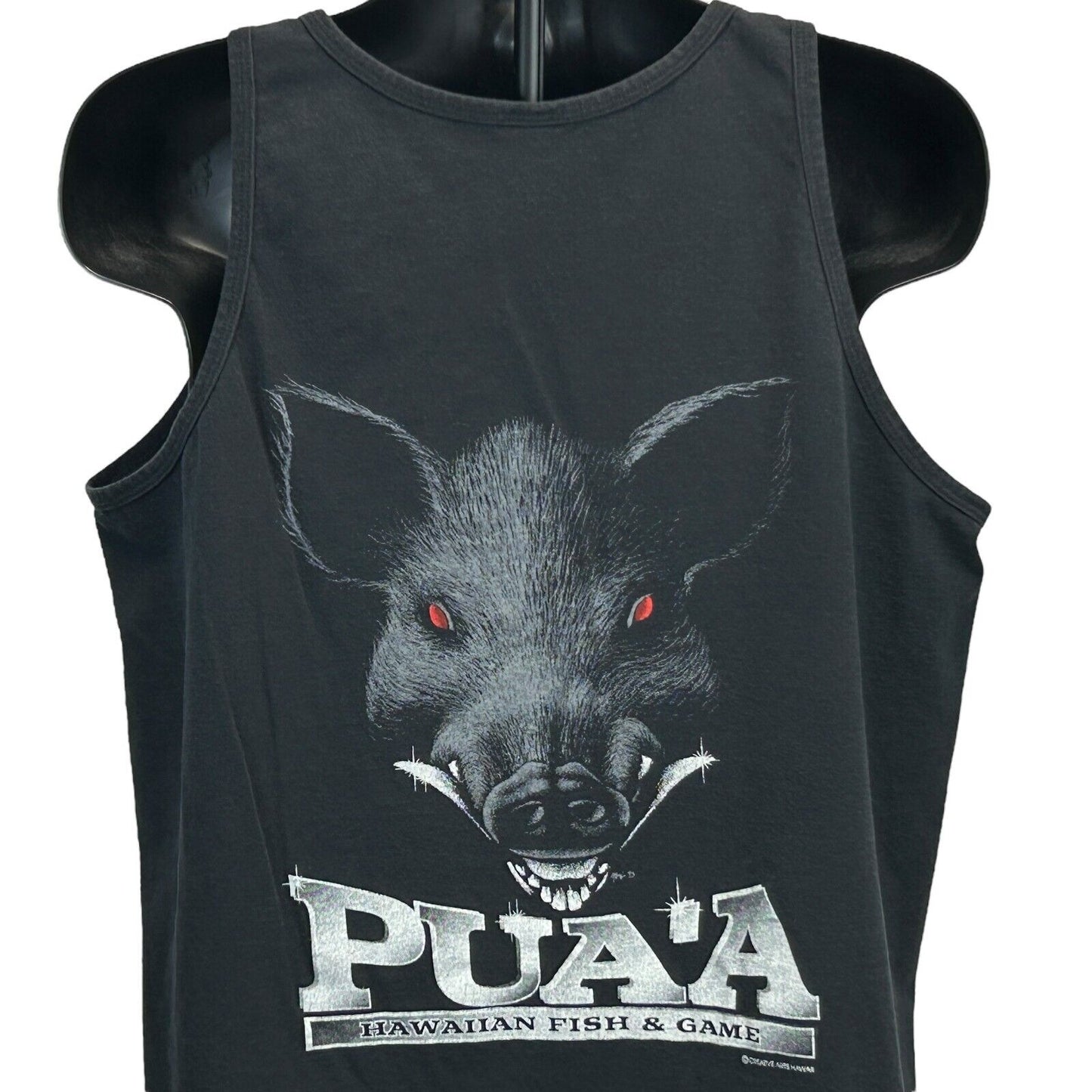 Vintage Pua'a Hawaiian Fish & Game Tank Top Mens X-Large Feral Pig T Shirt Black