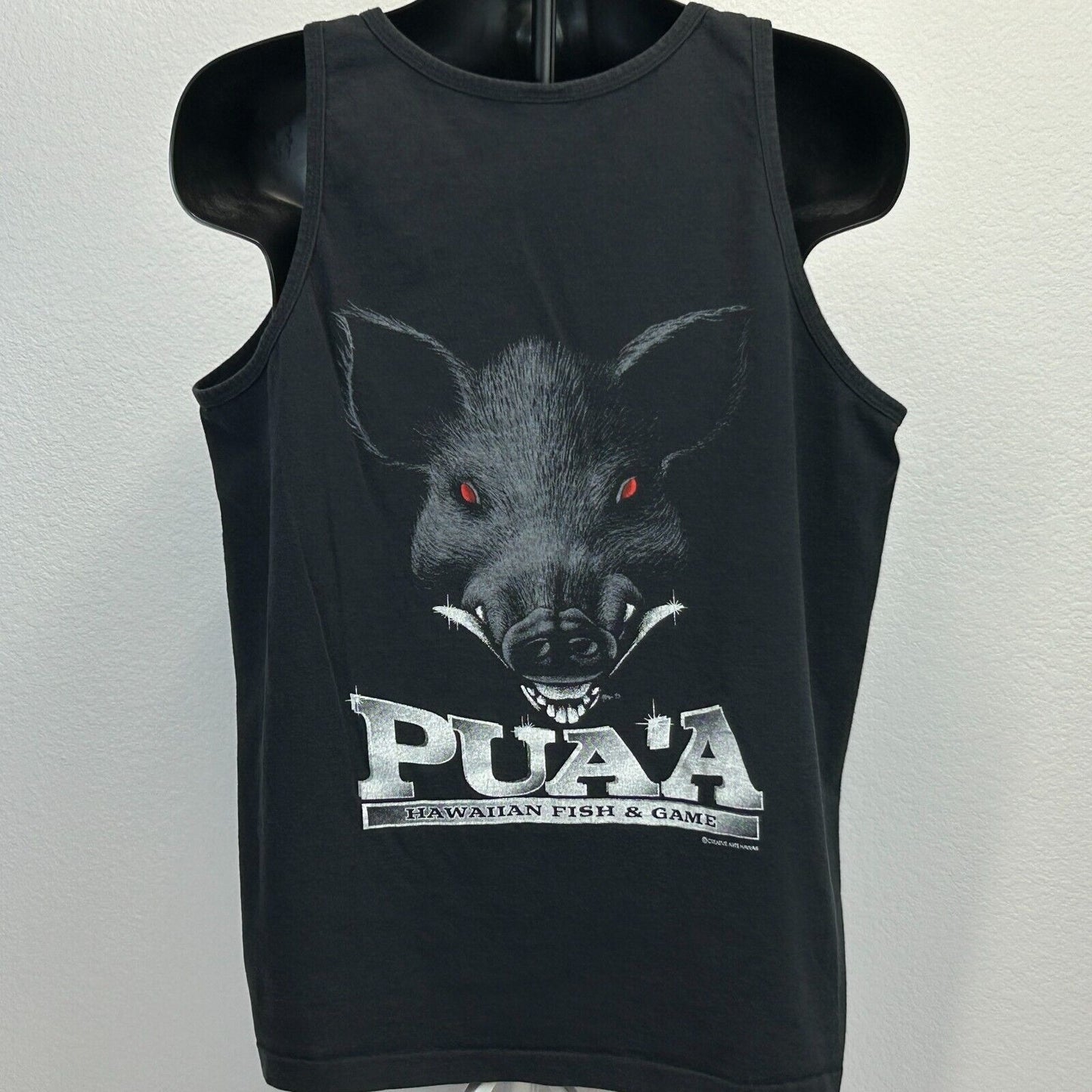 Vintage Pua'a Hawaiian Fish & Game Tank Top Mens X-Large Feral Pig T Shirt Black