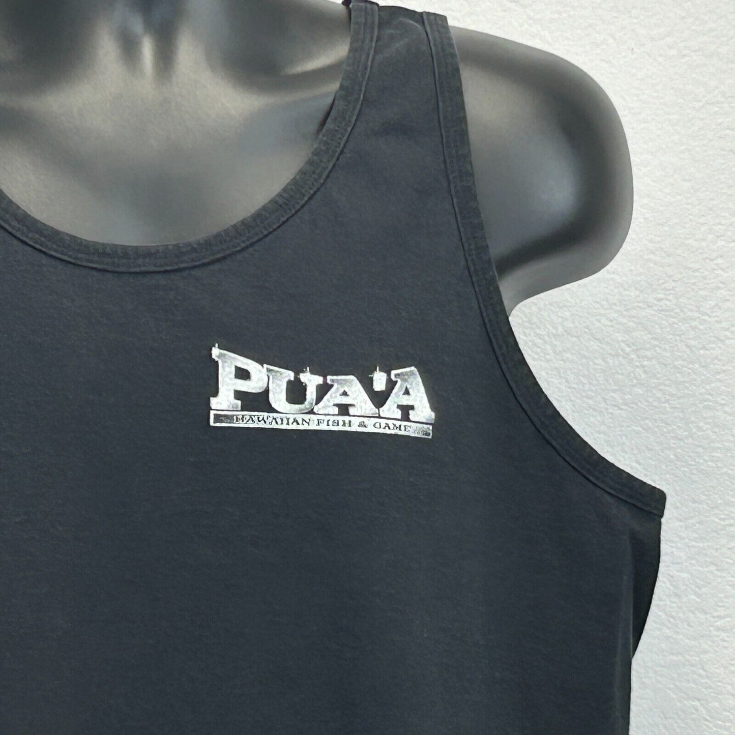 Vintage Pua'a Hawaiian Fish & Game Tank Top Mens X-Large Feral Pig T Shirt Black