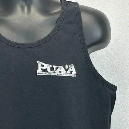 Vintage Pua'a Hawaiian Fish & Game Tank Top Mens X-Large Feral Pig T Shirt Black