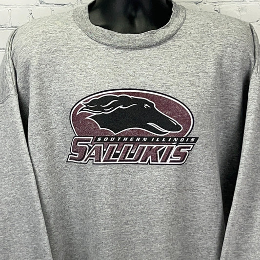 Vintage Champion Southern Illinois Salukis Sweatshirt Gray SIU College 2XL XXL