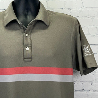 TPC Summerlin Las Vegas Dunning Golf Polo Shirt Mens M Medium Olive Green Stripe