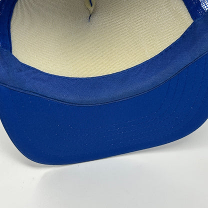 Vintage 90s Aldran Trucker Hat Baseball Cap 5 Panel A-Frame Mesh Snapback Blue