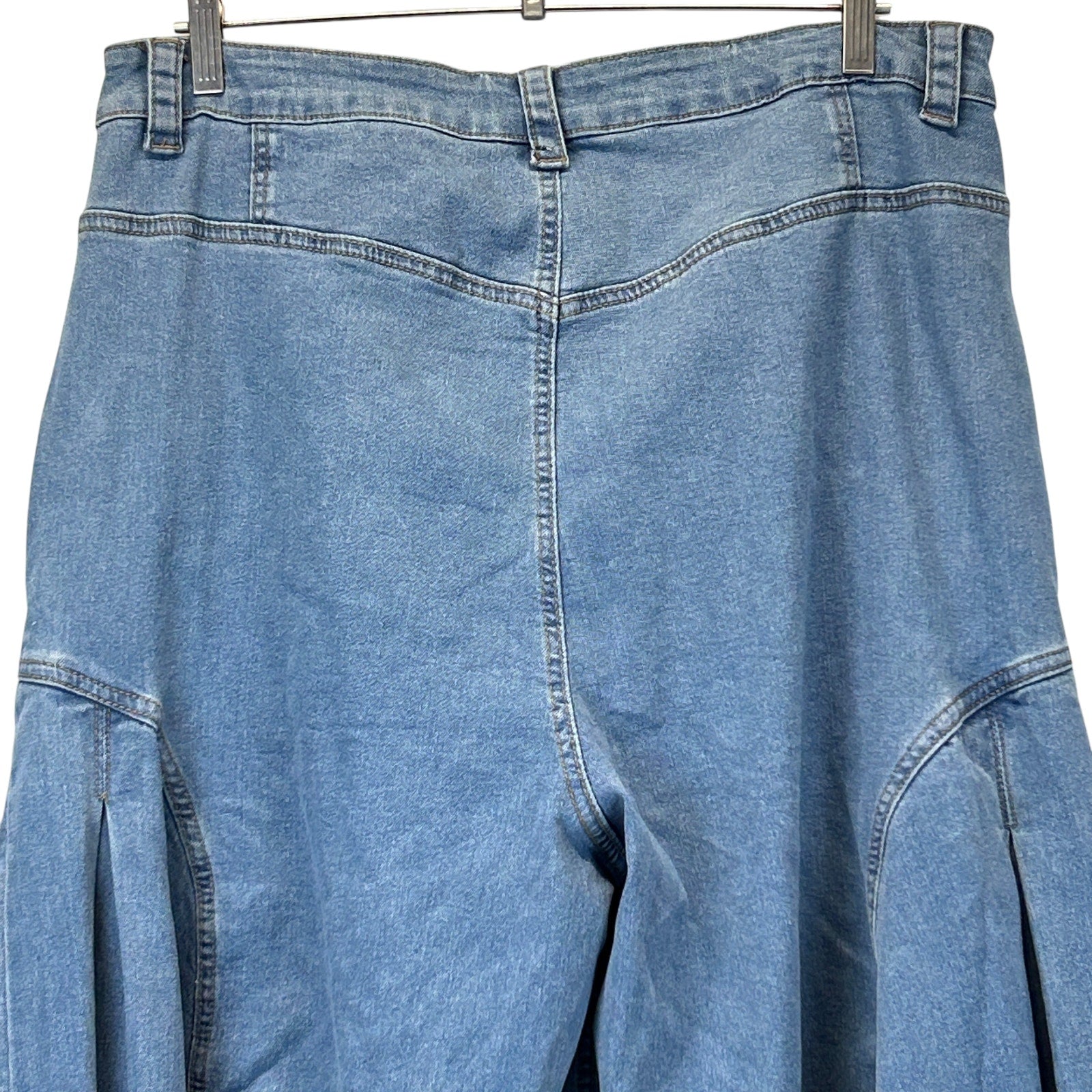 Fashion Nova Kalinda Extreme Wide Leg Jeans Stretch Denim Blue Womens 16 Plus - Neon Vintage