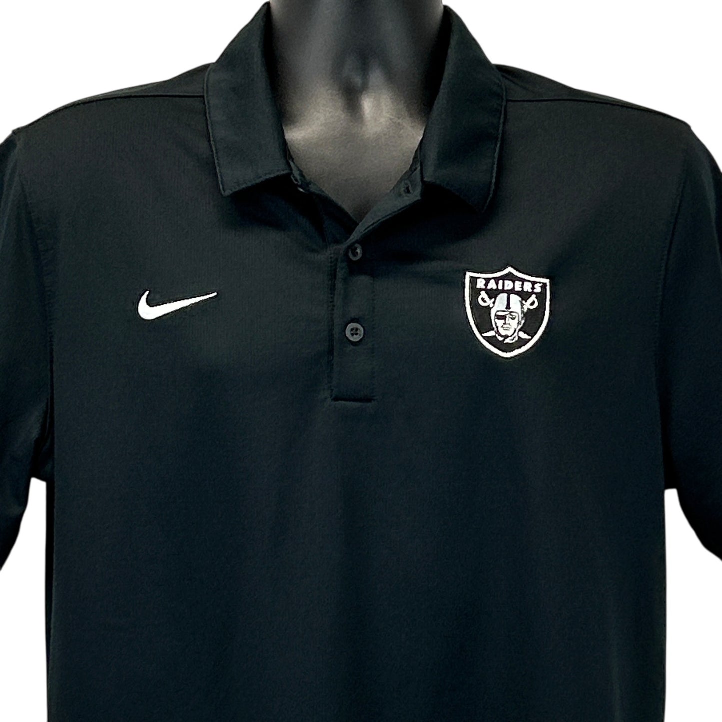 Las Vegas Raiders Polo Shirt Black NFL Short Sleeve Nike Dri Fit Mens L Large