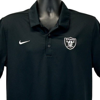 Las Vegas Raiders Polo Shirt Black NFL Short Sleeve Nike Dri Fit Mens L Large