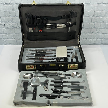 Hoffman Solingen Profiline 22 Piece Knife Bar Set Briefcase Knives Germany Made - Neon Vintage