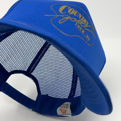 Vintage 80s Country Gold Tour 89 Trucker Hat Baseball Cap Mesh Snapback Blue