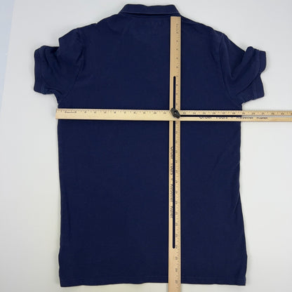 Express Fitted Pique Polo Shirt Mens S Small Navy Blue Short Sleeve Logo Cotton