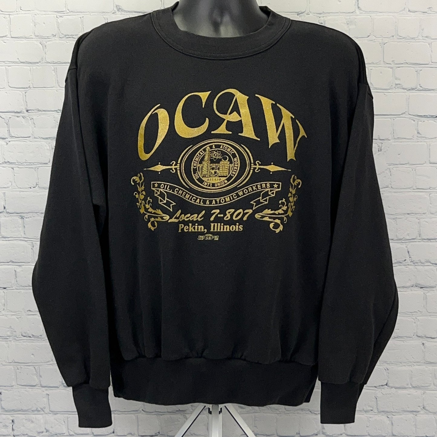 Vintage OCAW Oil Chemical Atomic Workers Union Sweatshirt L Large Black USA Made