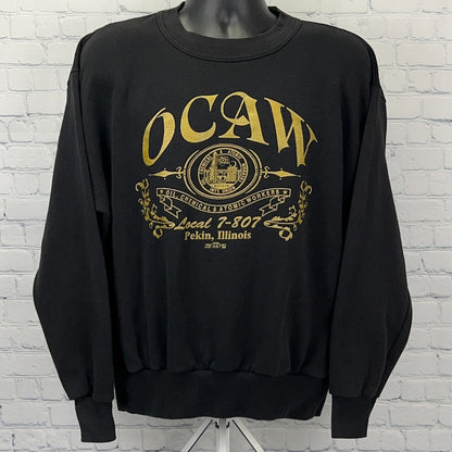 Vintage OCAW Oil Chemical Atomic Workers Union Sweatshirt L Large Black USA Made