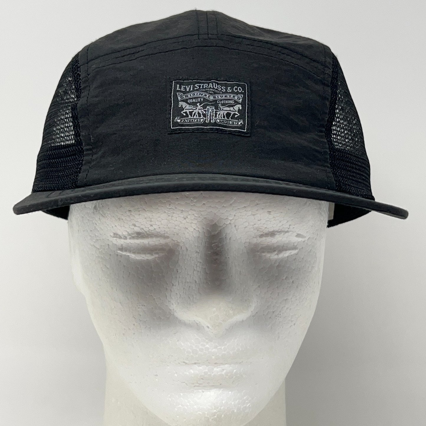 Levi Strauss Mesh Vented Camp Hat Baseball Cap Levis 5 Panel Strapback Black