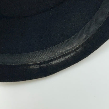 Vintage 50s 60s Merrimac Lady Ann Black Velour Pillbox Hat Womens Medium 58cm