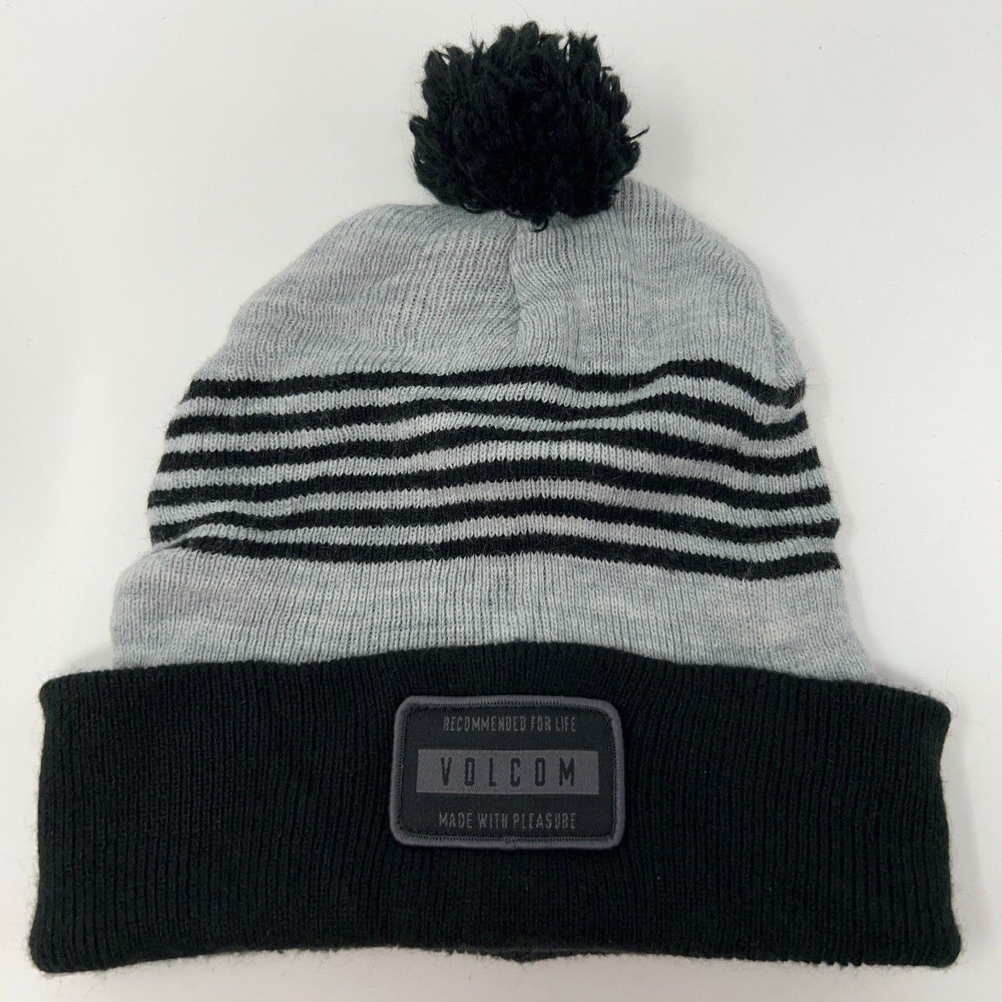 Volcom Cuffed Pom Pom Powder Beanie Toque Winter Hat Gray Snowboarding Skater