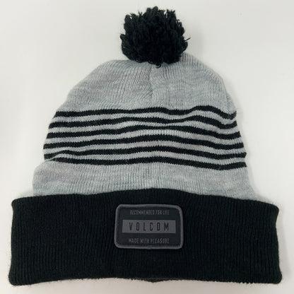 Volcom Cuffed Pom Pom Powder Beanie Toque Winter Hat Gray Snowboarding Skater