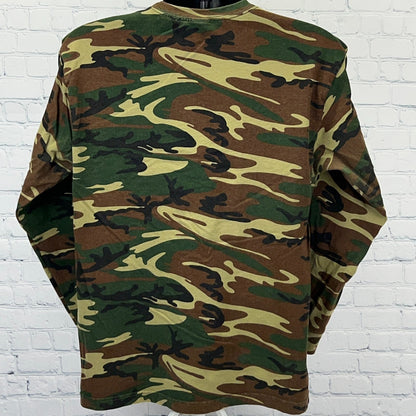 Wolfknives Camouflage T Shirt L Large Green Camo Long Sleeve Skater Jason Ellis