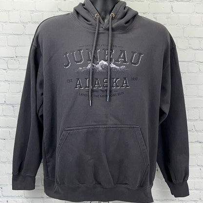 Juneau Alaska Hoodie L Large Gray Hooded Sweatshirt Travel Tourist Tourism