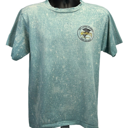 Camiseta vintage Sharkys Dive Center, años 90, talla mediana, para hombre, color azul, de Key Largo, Florida