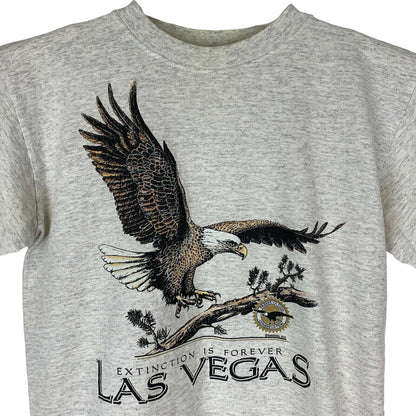 Vintage Bald Eagle Extinction T Shirt Medium 90s Las Vegas Nature Tee Mens Gray