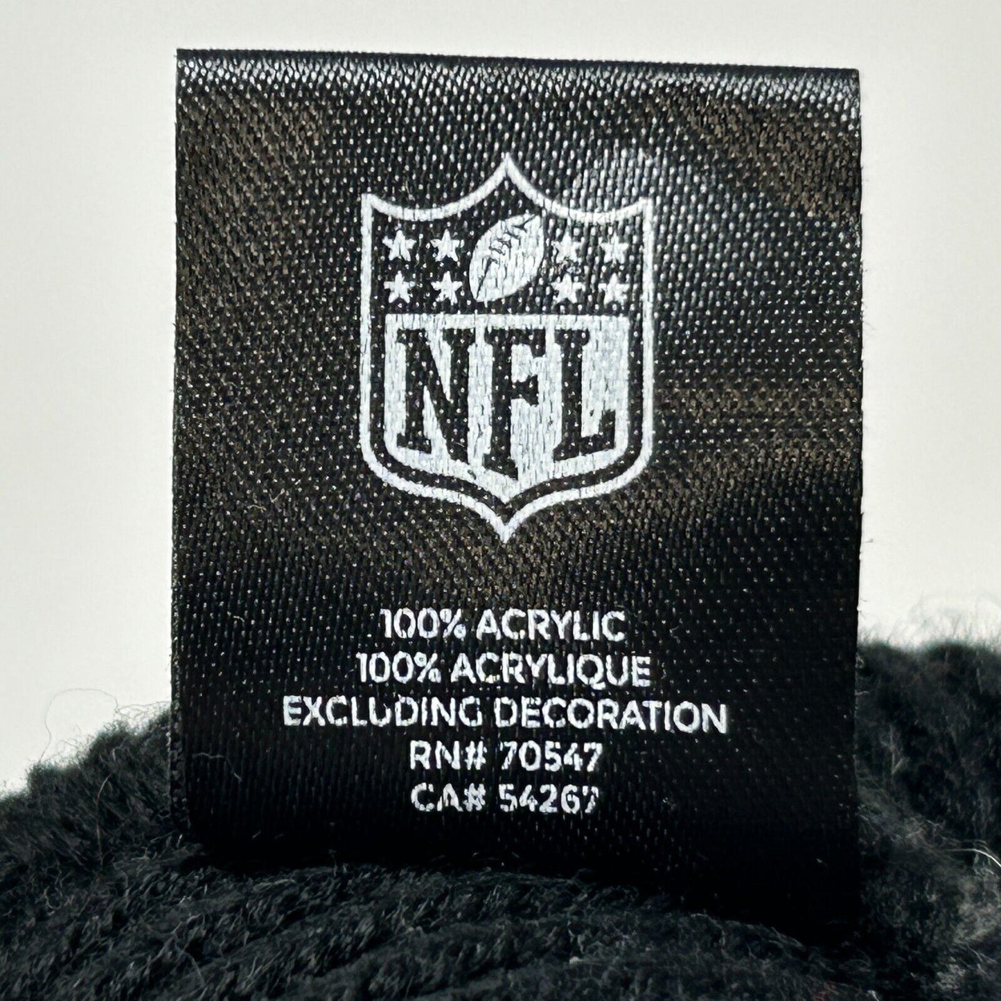 Carolina Panthers Pom Pom Beanie Hat Cuffed Toque Black NFL Football 47 Brand
