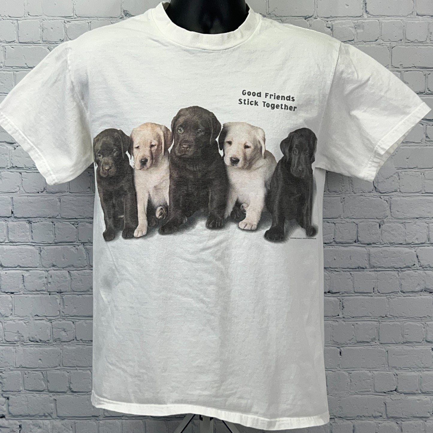 Vintage 90s Labrador Retriever Puppies T Shirt Puppy Dog White Unisex M Medium