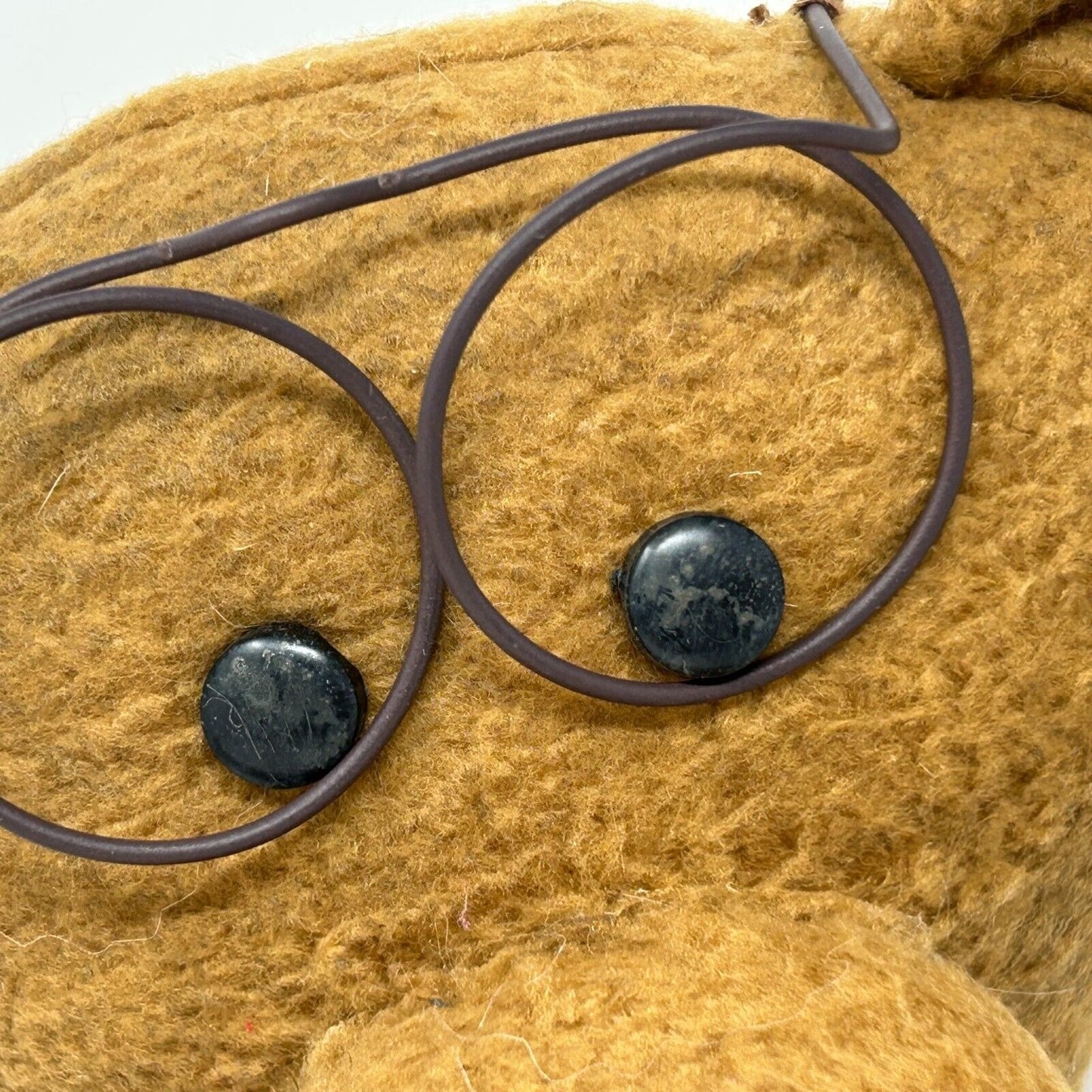 Plush Teddy Bear Stuffed Animal Wearing Eyeglasses Button Joints Beige Tan