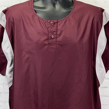 Vintage Y2K Adidas Team Baseball Warm Up Pullover Windshirt L Large Maroon Gray