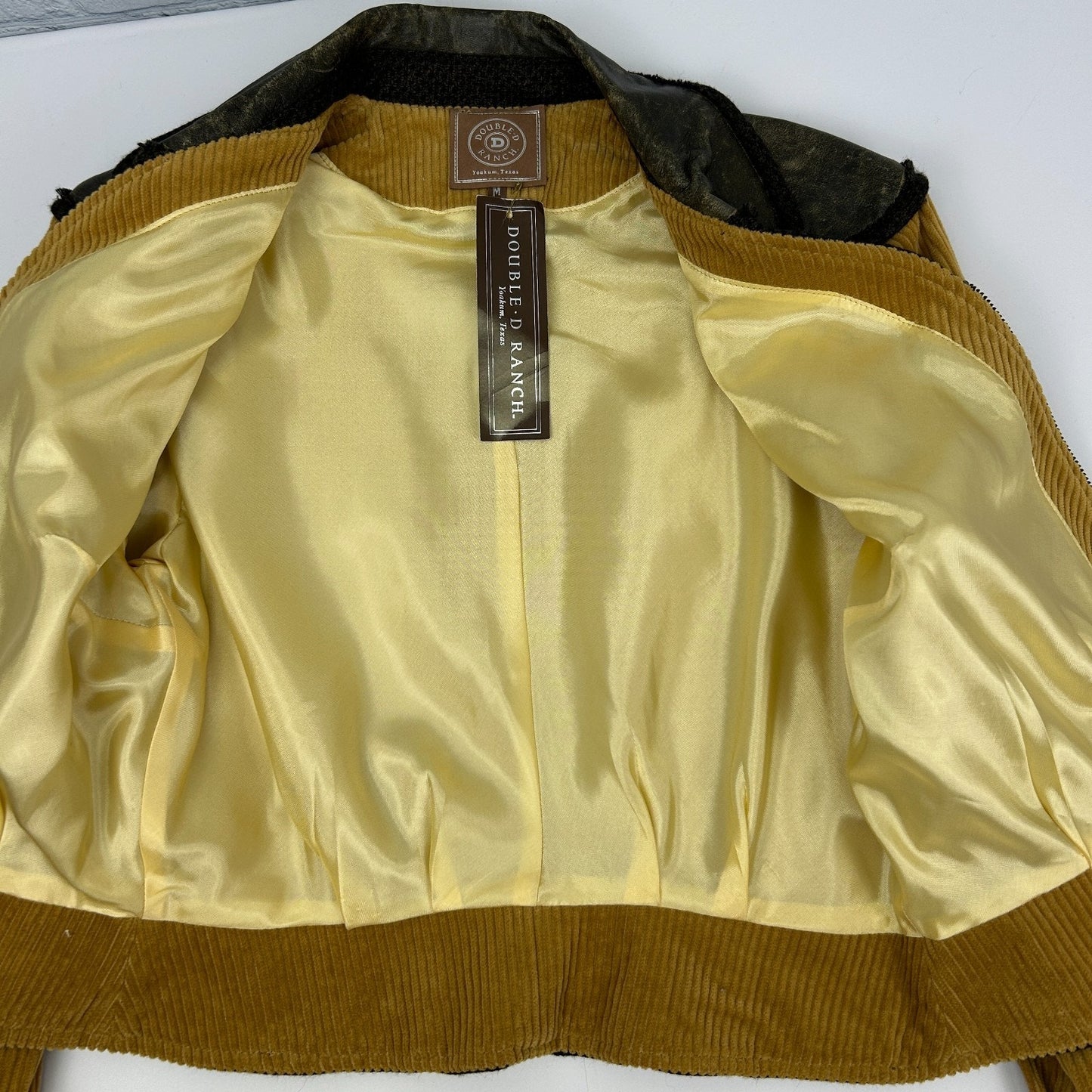 Double D Ranch Corduroy Jacket Ranchwear Western Cowgirl Beige Womens M Medium