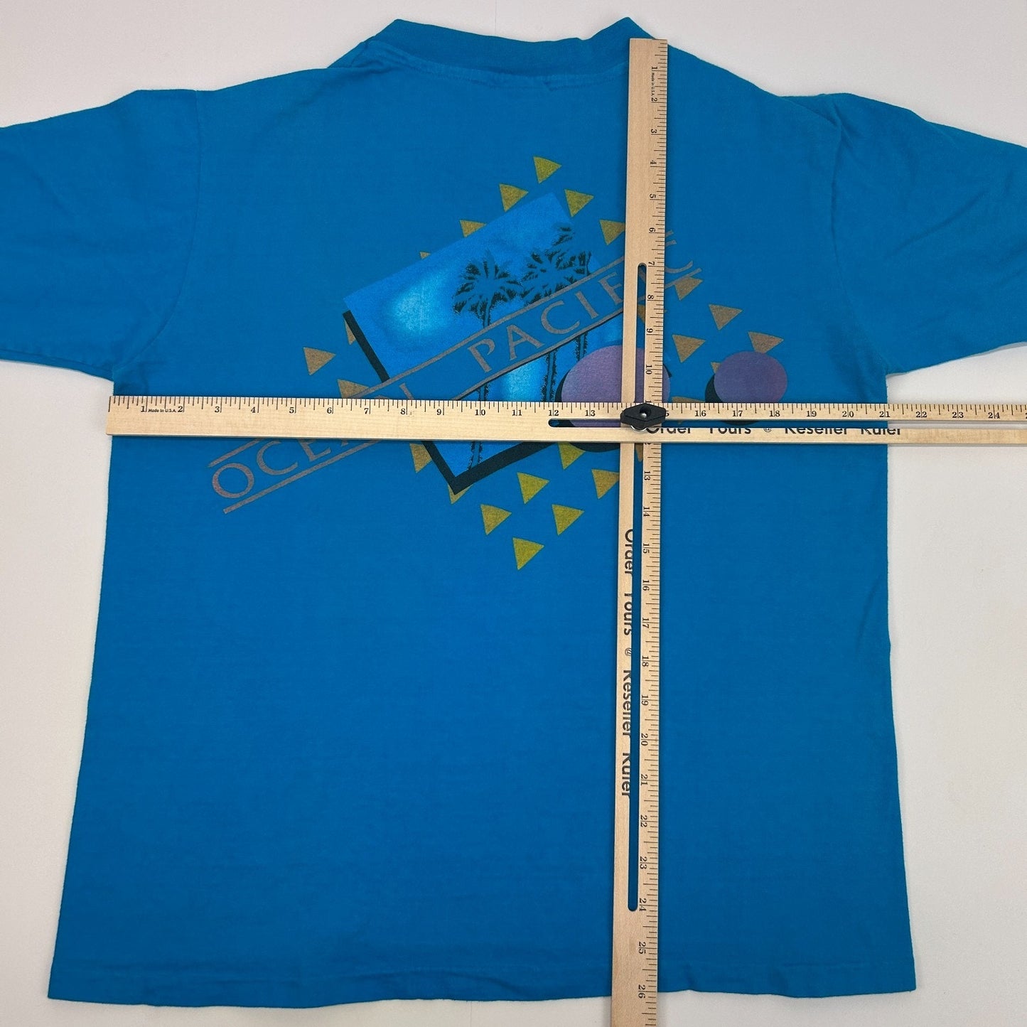 Vintage 80s OP Ocean Pacific T Shirt Surfer Surfing Made In USA Blue Tee L Large