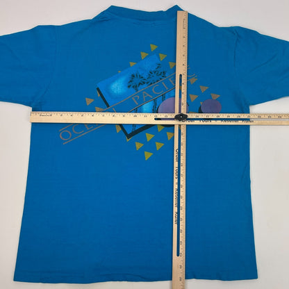 Vintage 80s OP Ocean Pacific T Shirt Surfer Surfing Made In USA Blue Tee L Large