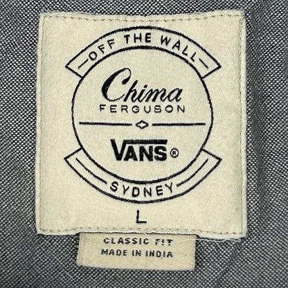 Vans x Chima Ferguson Button Front Shirt Gray Wolf Logo Skater Skating L Large - Neon Vintage