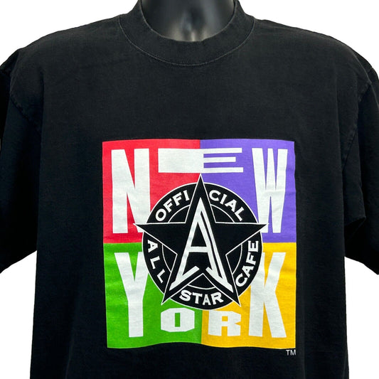 Official All Star Cafe New York Vintage 90s T Shirt Large Made In USA Mens Black