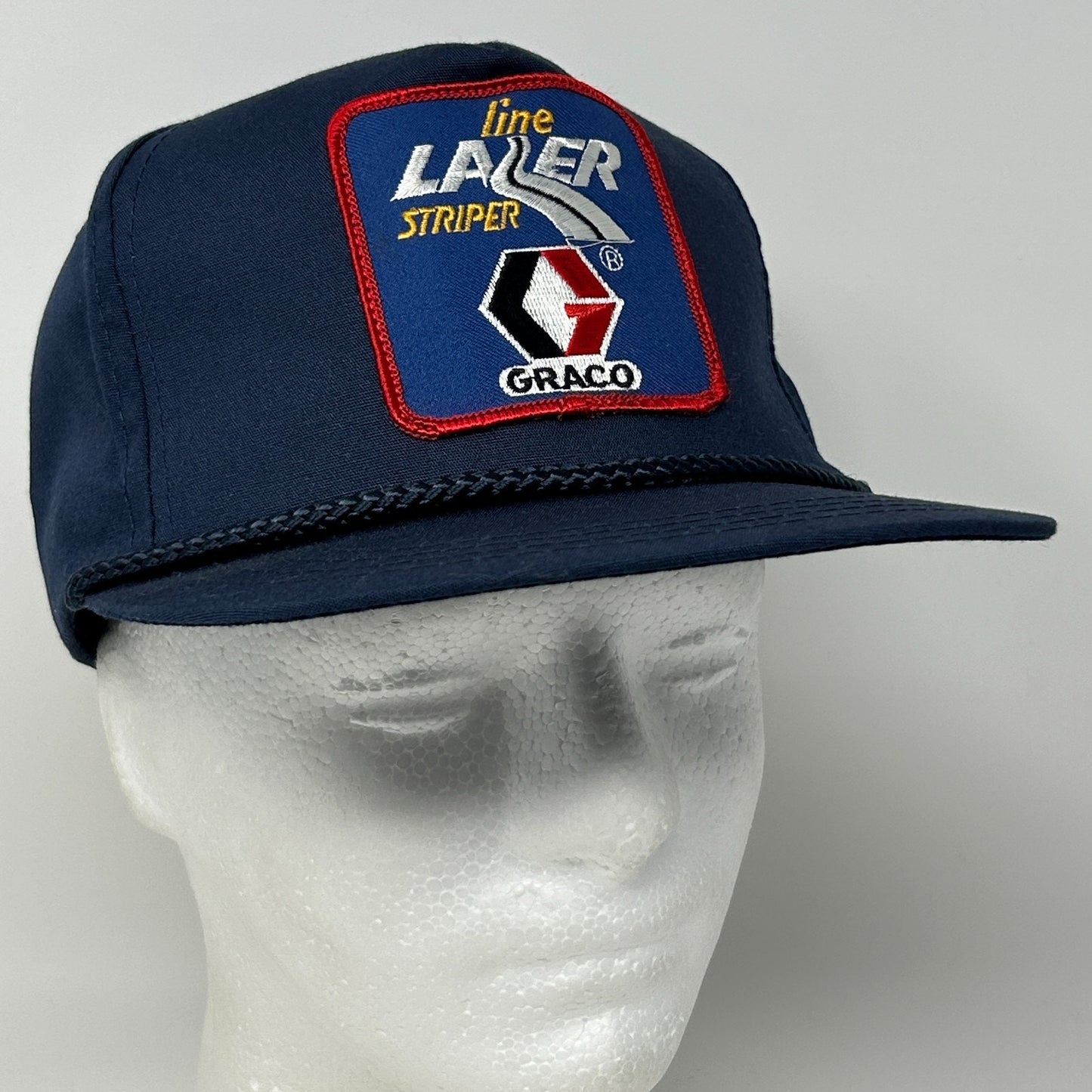 Vintage 80s Graco LineLazer Line Striper Hat Baseball Cap Rope Snapback Blue