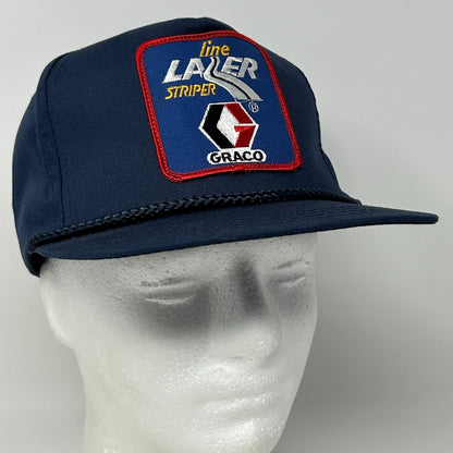 Vintage 80s Graco LineLazer Line Striper Hat Baseball Cap Rope Snapback Blue