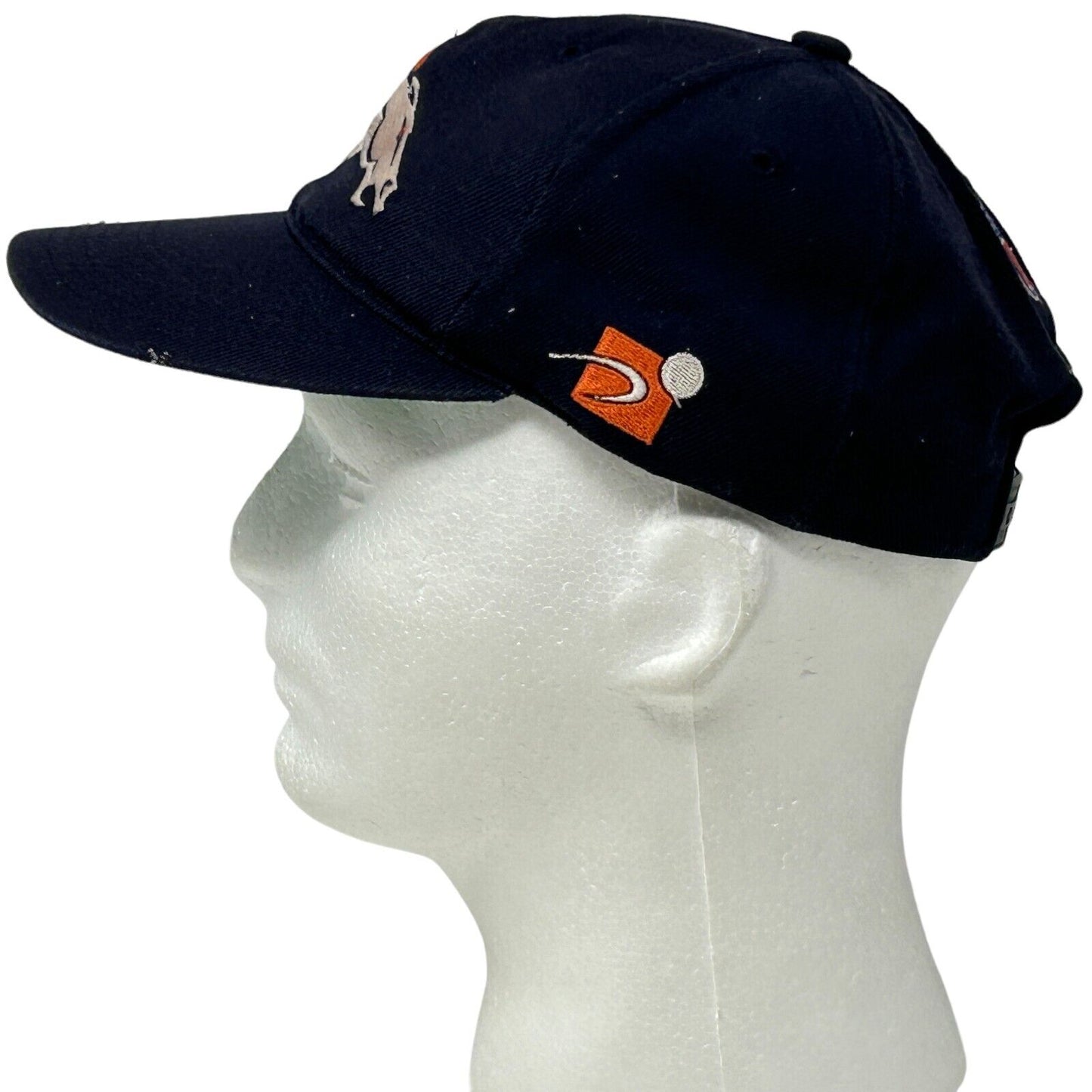 Gorra de béisbol azul con cierre a presión de los Denver Broncos de los años 90 con diseño vintage de Sports Specialties