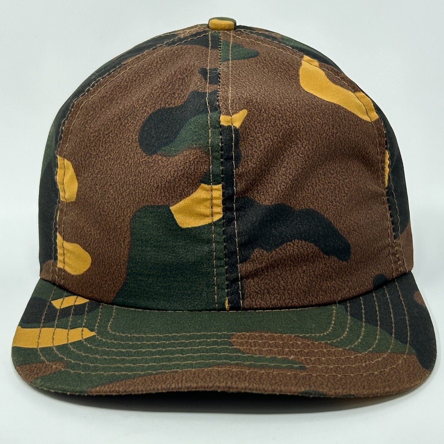 Vintage Hunting Camo Hat Baseball Cap Ear Flap Hunter Camouflage Brown M Medium