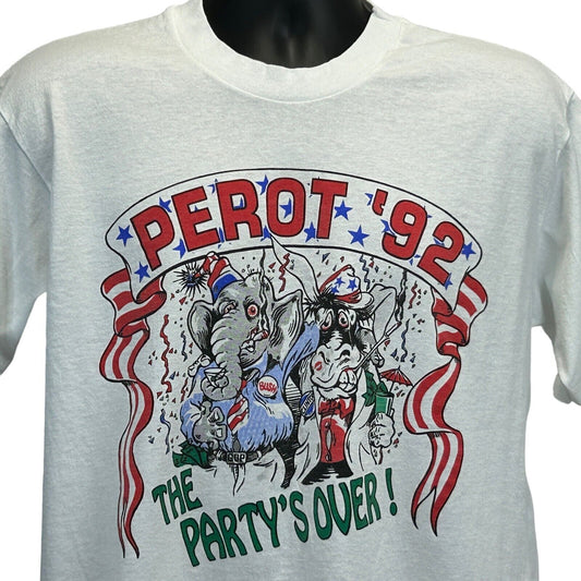 Ross Perot For President Vintage 90s T Shirt Large The Partys Over Mens White