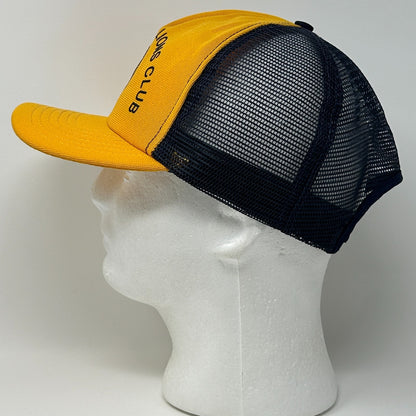 Vintage Deer River Lions Club Trucker Hat Cap Yellow 80s Minneapolis Snapback