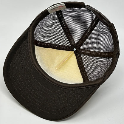Vintage 80s Bobs Tire Service Trucker Hat Baseball Cap Mesh Snapback Brown