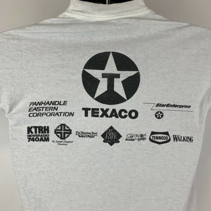 Camiseta vintage de los años 80 con la frase "Houston Tunnel Hike", talla extragrande, para hombre, de Texas Texaco, color blanco