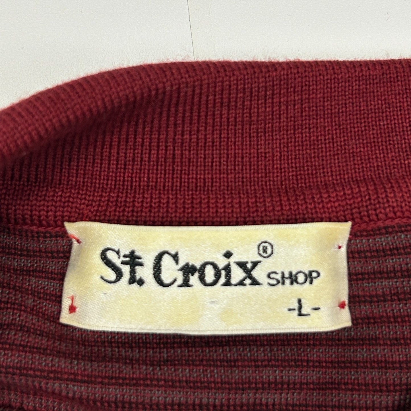 Vintage 90s St Croix Shop Wool Blend Polo Sweater Made In USA Red L Large - Neon Vintage