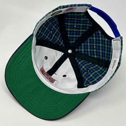 Vintage 90s Chicago Bears Youth Hat Cap Blue Plaid Snapback NFL Football 6 Panel