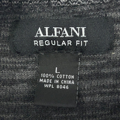 Alfani 1/4 Quarter Zip Sweater Mens L Large Gray 100% Cotton Mock Neck Pullover