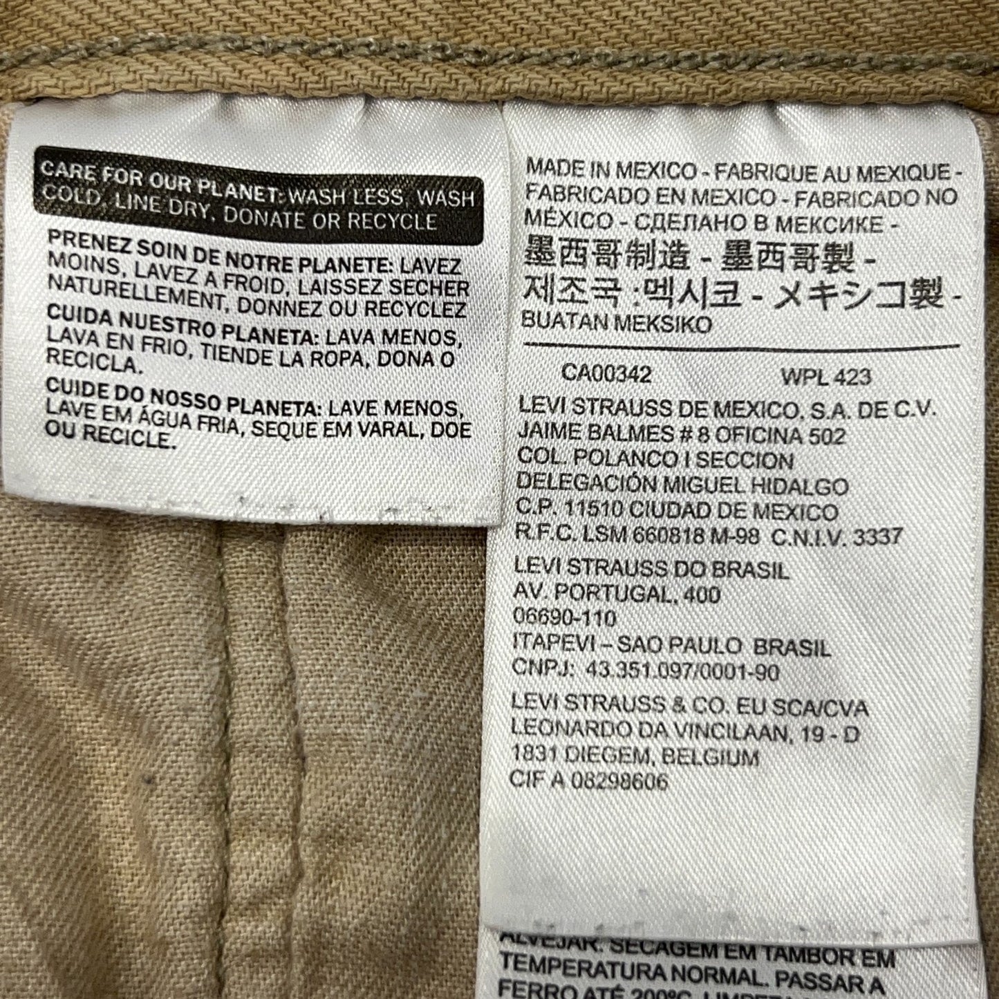 Levis 501 Button Fly Jeans Straight Fit Five Pockets Denim 1212 Beige Tan 44x32
