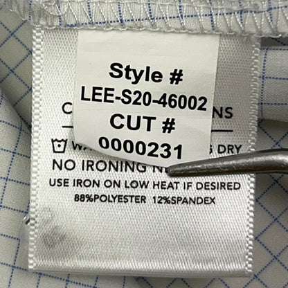 Mizzen+Main Leeward Dress Shirt M Medium Trim Fit White Blue Check Performance